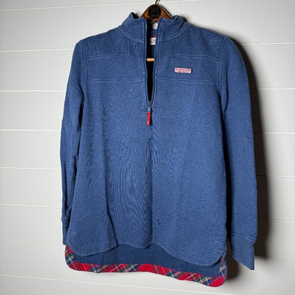 VINEYARD VINES- Size Small, Plaid Trim, 1/4 Zip Sweatshirt